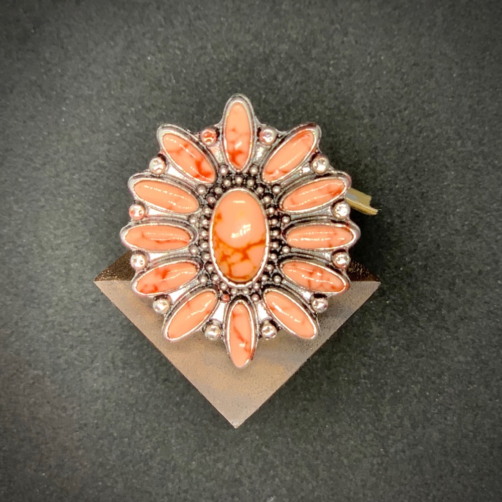Coral flower oval ring